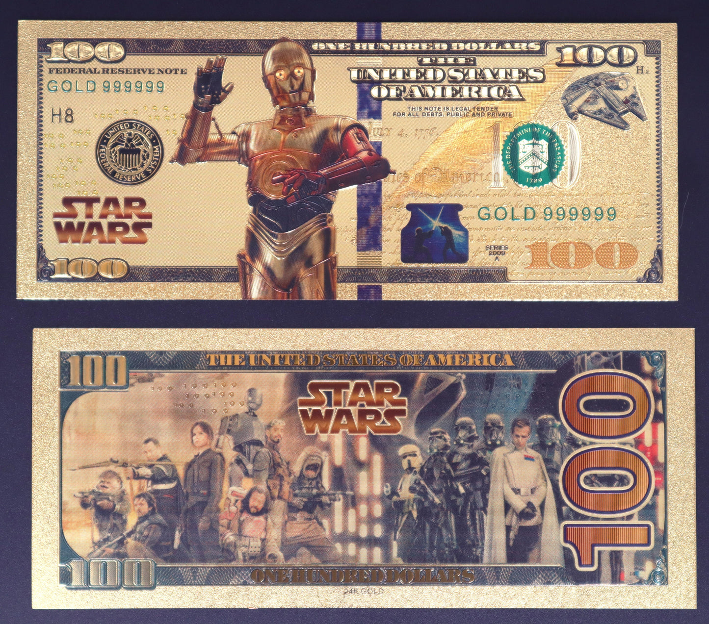 Star Wars Characters Collectible Golden Foil Banknote