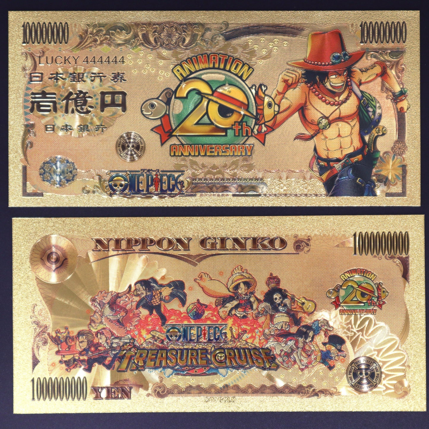 One Piece 20th Anniversary Collectible Golden Foil Banknote