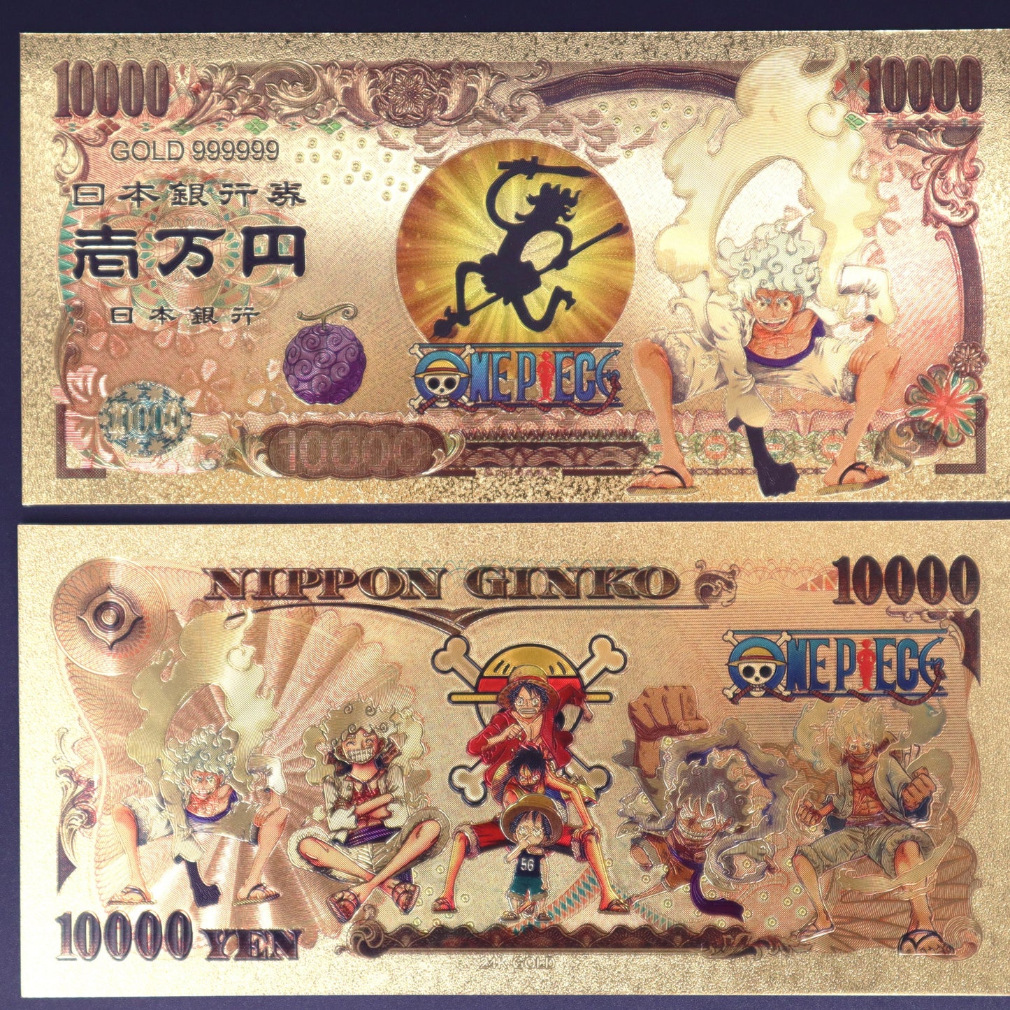 One Piece Luffy Gear 5 Collectible Golden Foil Banknote