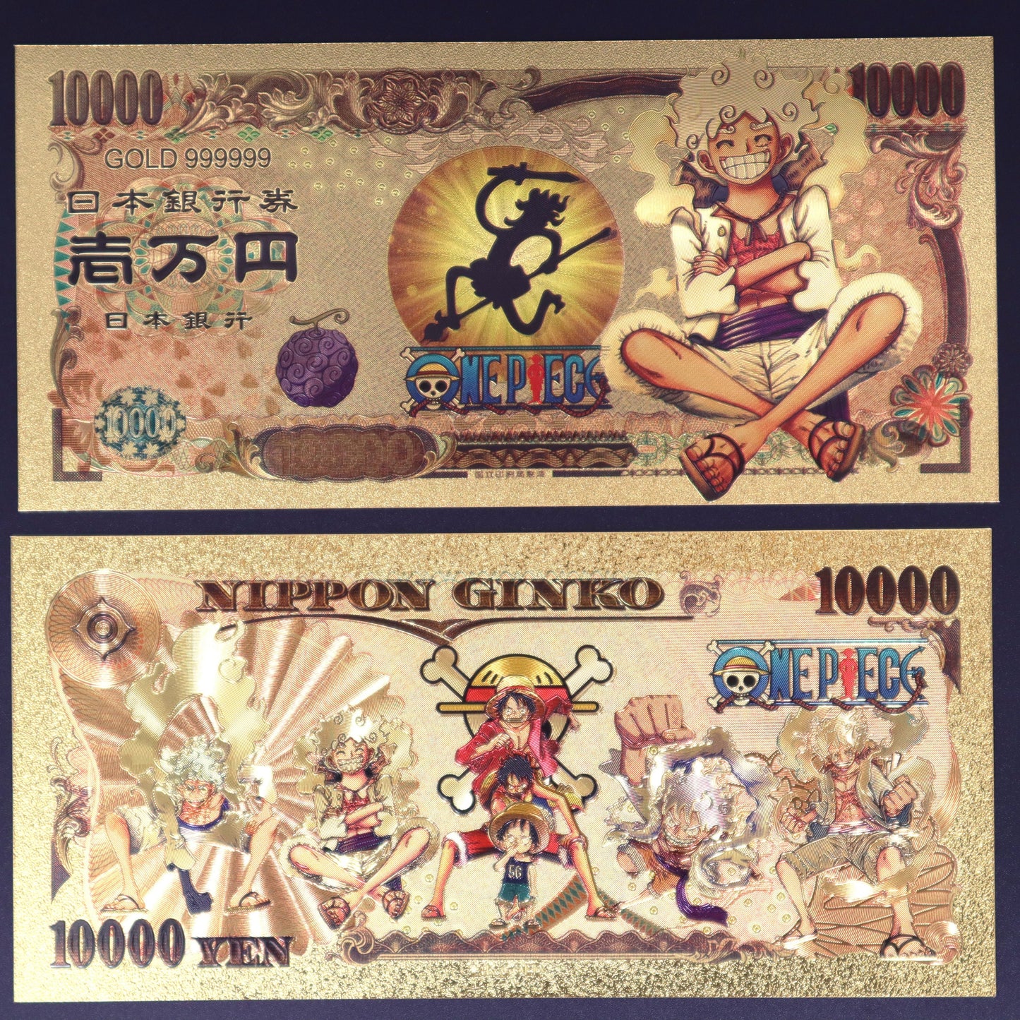 One Piece Luffy Gear 5 Collectible Golden Foil Banknote