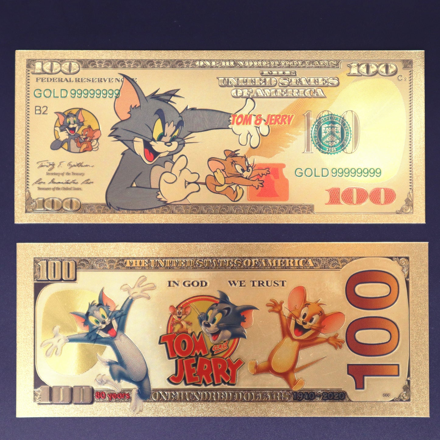 Tom and Jerry Collectible Golden Foil Banknotes