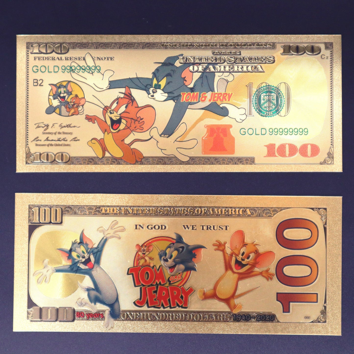 Tom and Jerry Collectible Golden Foil Banknotes