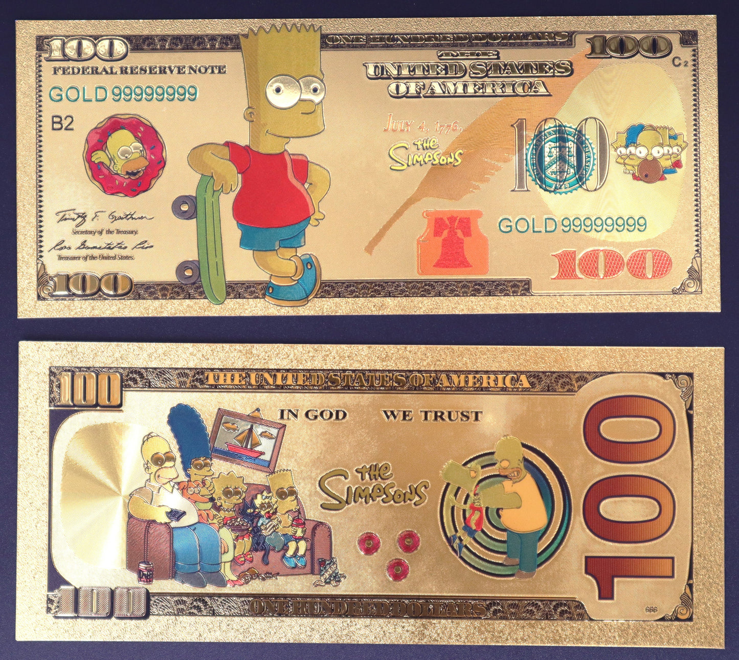Simpsons Collectible Golden Foil Banknotes