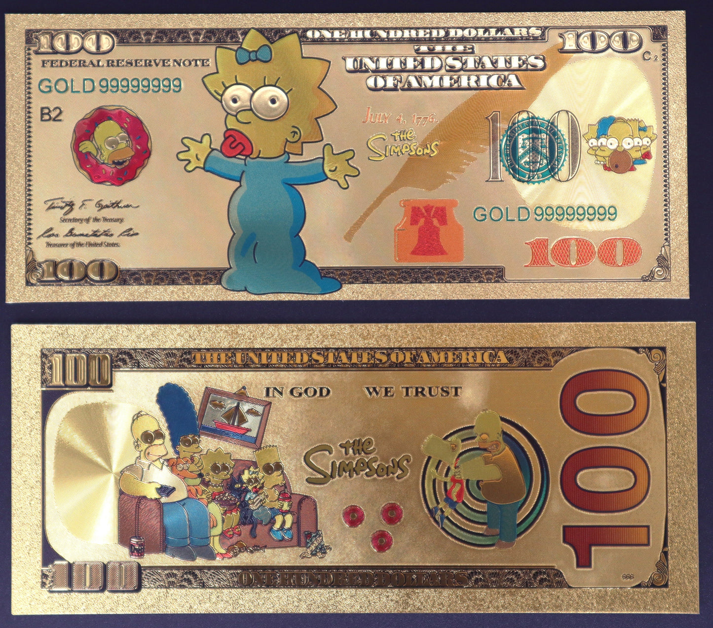 Simpsons Collectible Golden Foil Banknotes