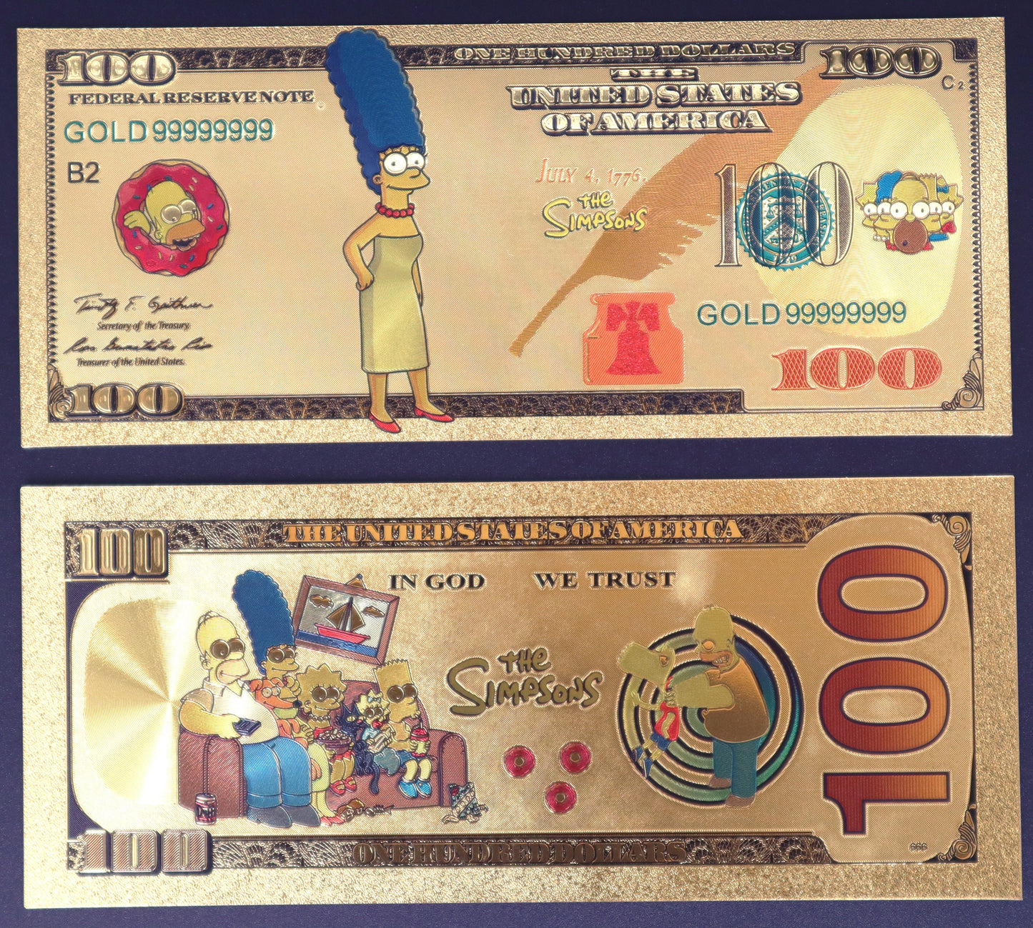 Simpsons Collectible Golden Foil Banknotes