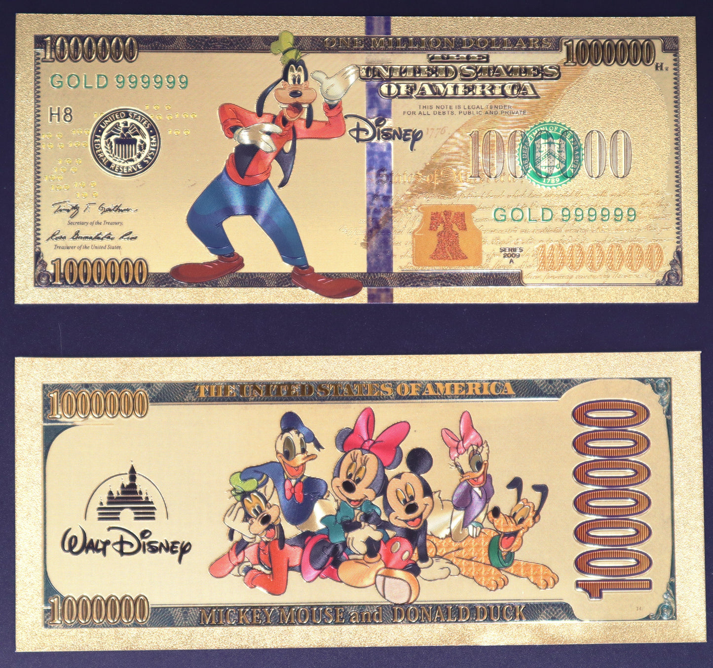 Mickey and Friends Collectible Golden Foil Banknotes