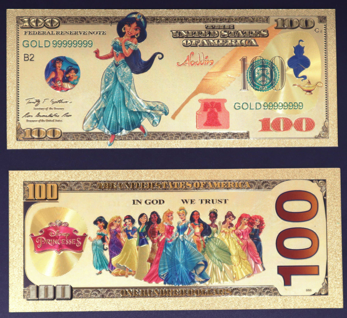 Disney Princesses Collectible Golden Foil Banknote