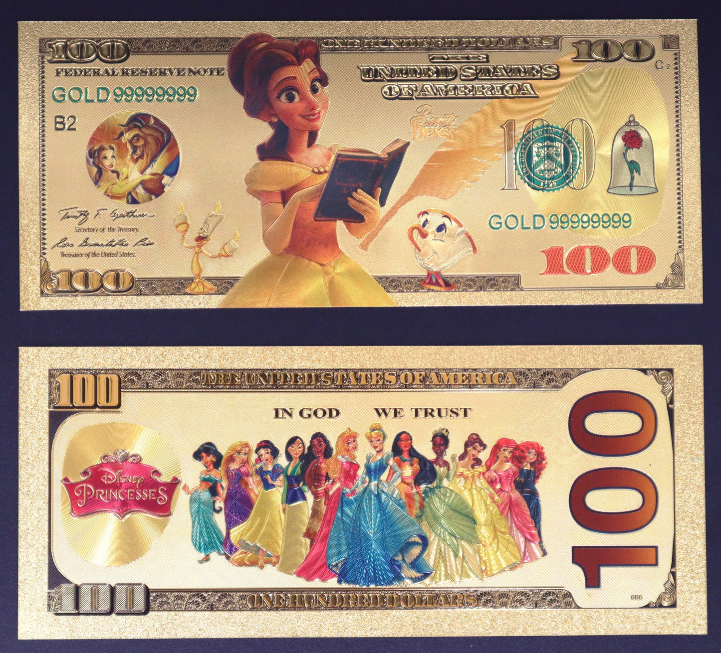 Disney Princesses Collectible Golden Foil Banknote