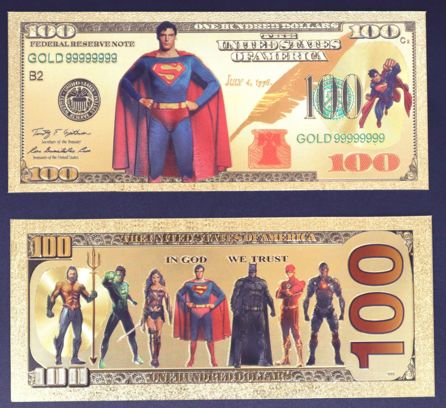 Justice League Collectible Golden Foil Banknotes