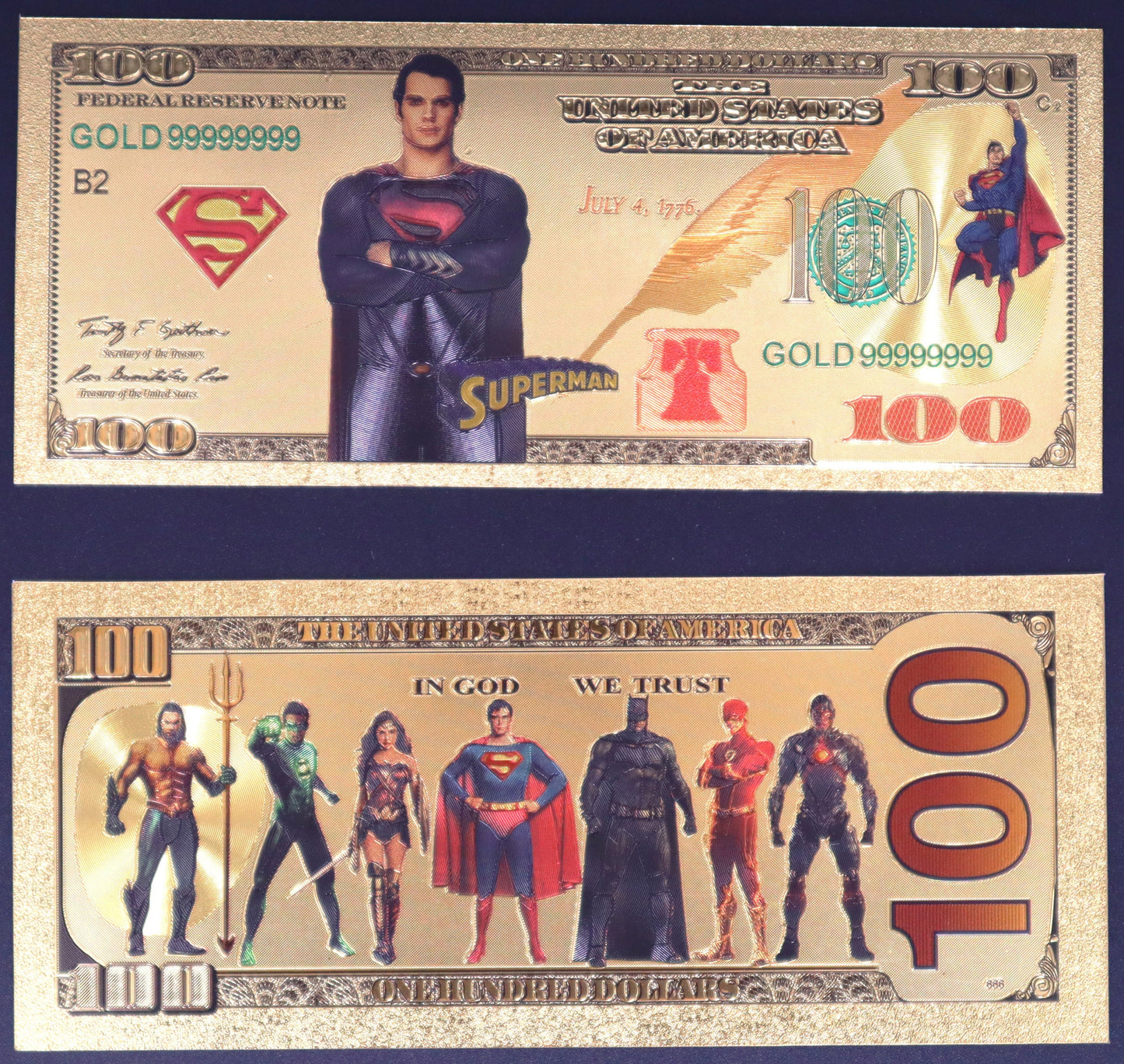 Justice League Collectible Golden Foil Banknotes