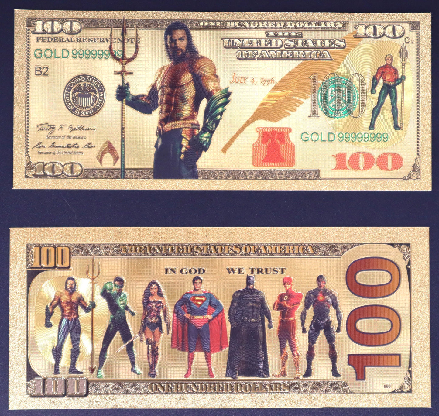 Justice League Collectible Golden Foil Banknotes