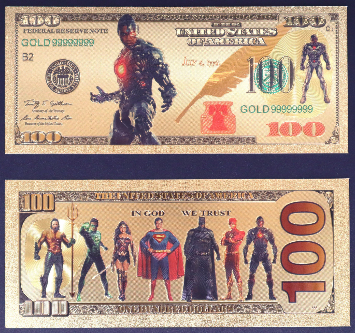 Justice League Collectible Golden Foil Banknotes