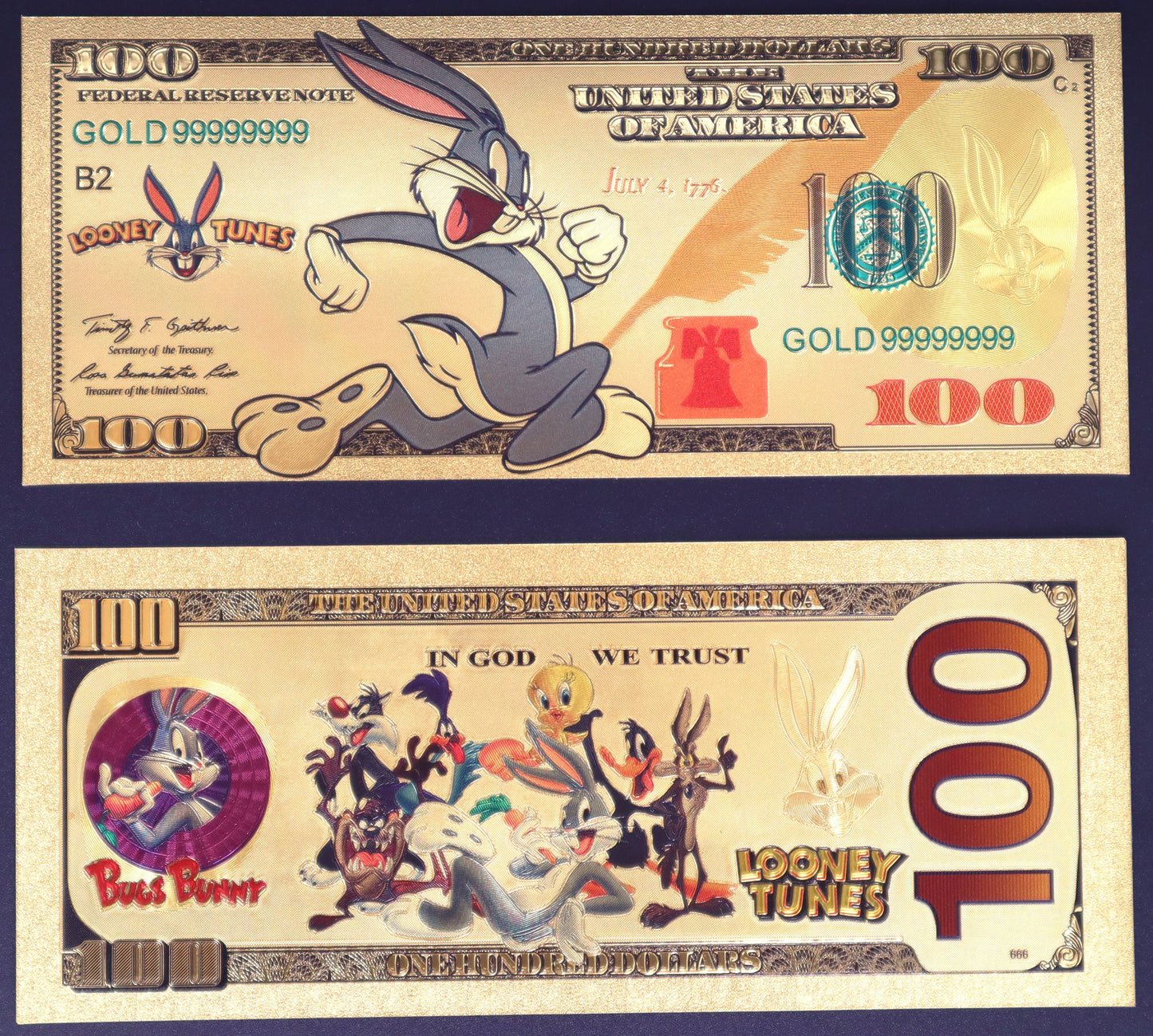 Looney Tunes Collectible Golden Foil Banknotes