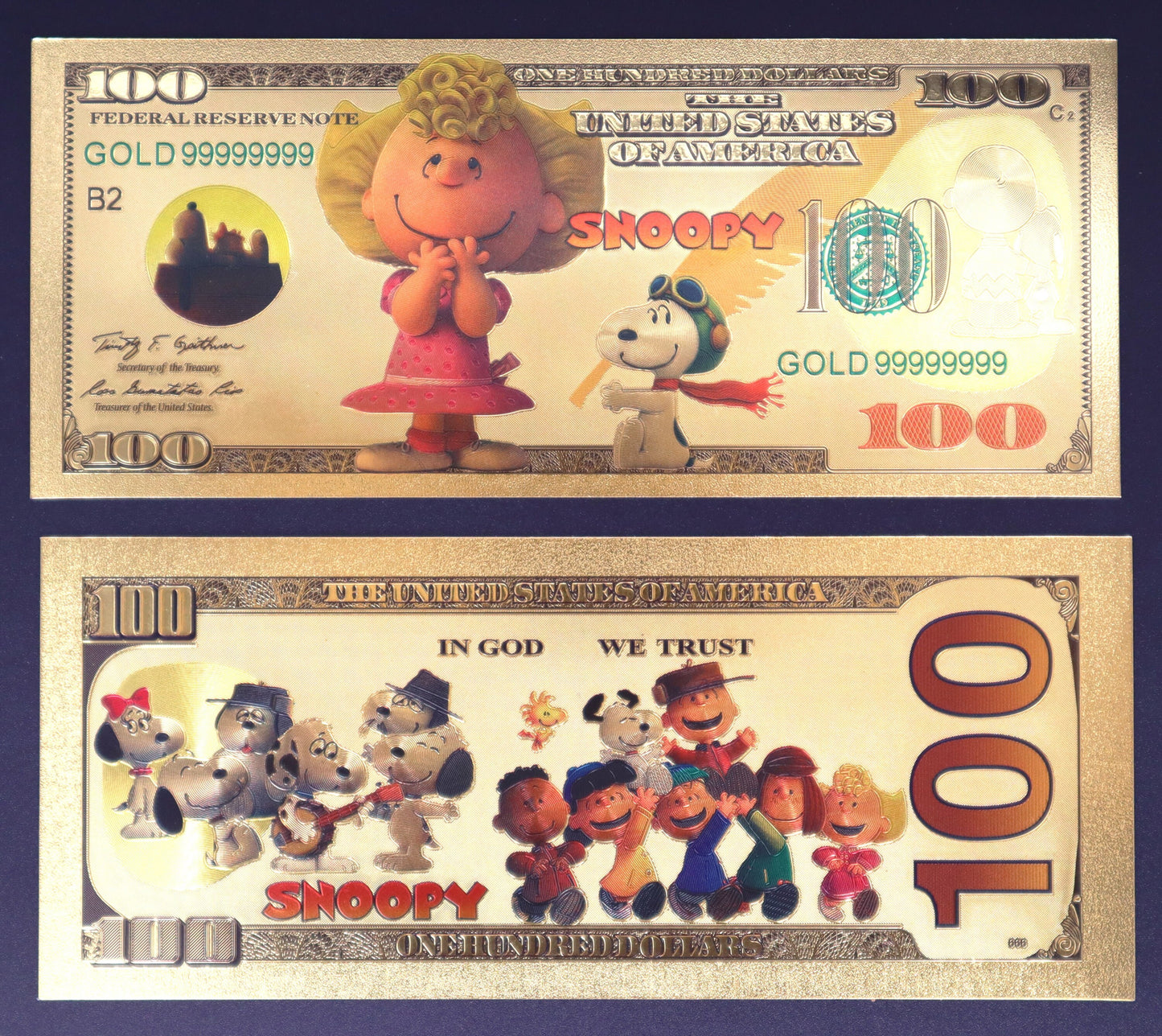 Charlie Brown - Snoopy Collectible Golden Foil Banknotes