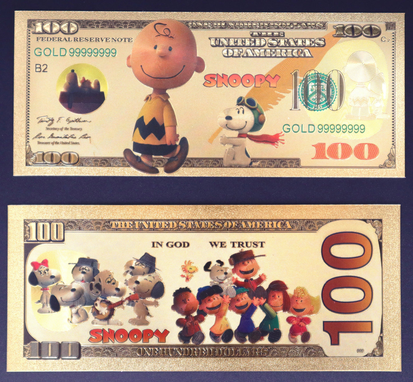 Charlie Brown - Snoopy Collectible Golden Foil Banknotes