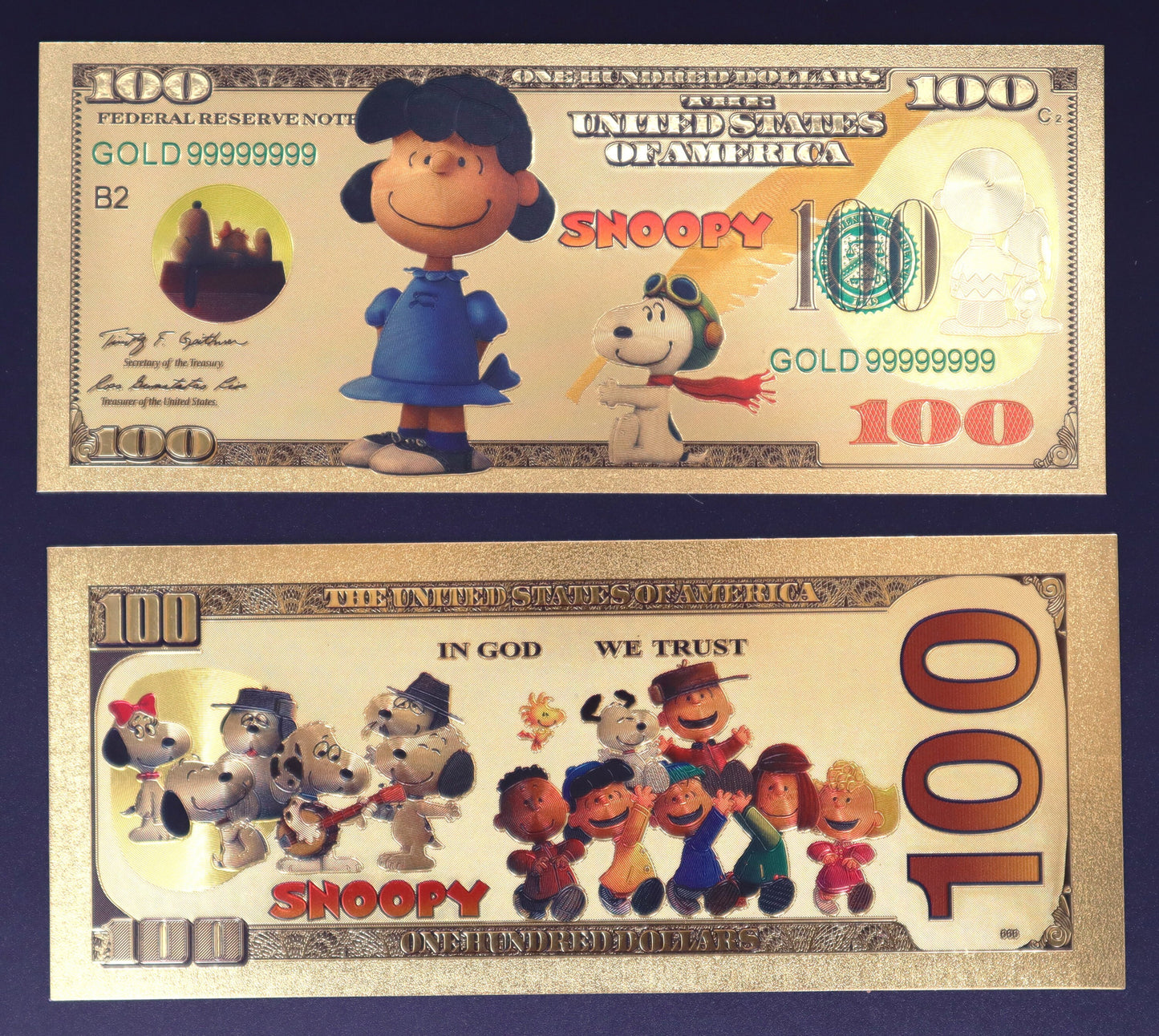 Charlie Brown - Snoopy Collectible Golden Foil Banknotes