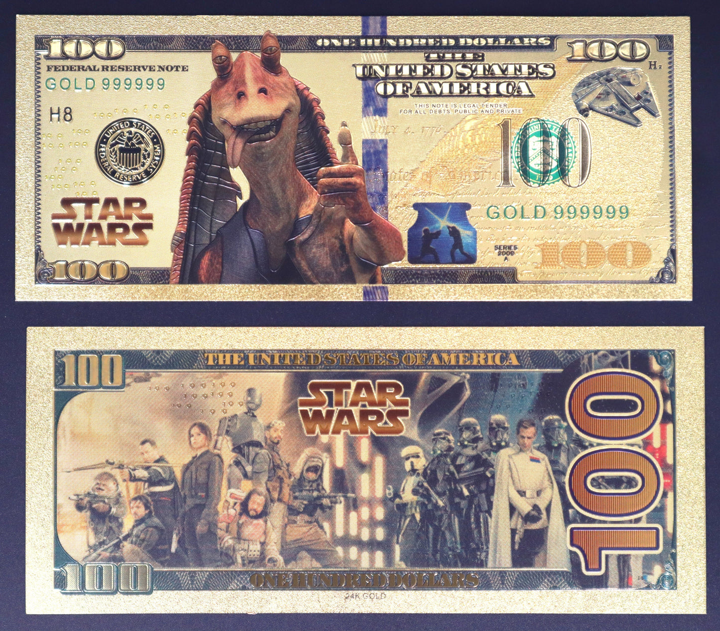 Star Wars Characters Collectible Golden Foil Banknote