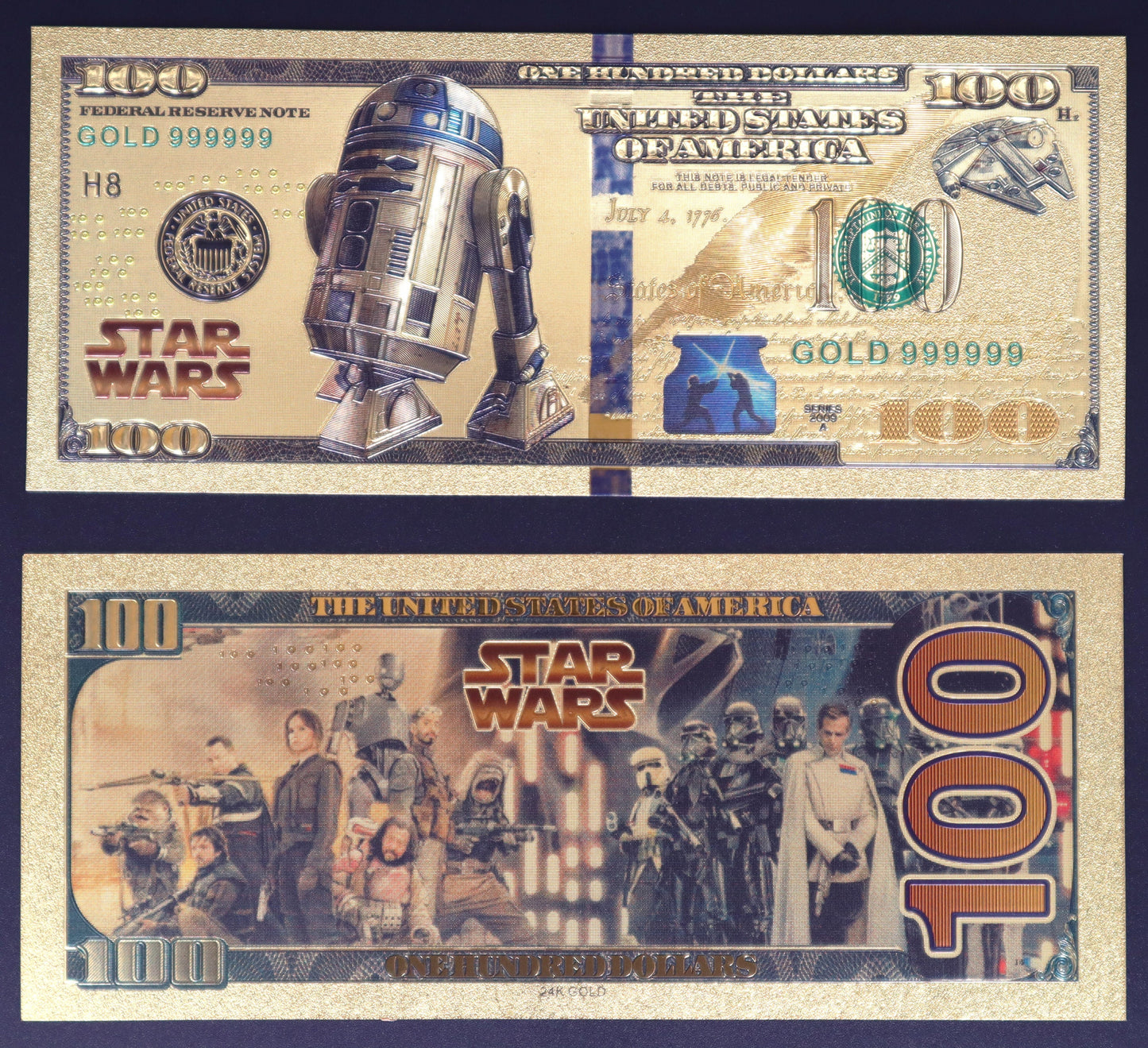 Star Wars Characters Collectible Golden Foil Banknote