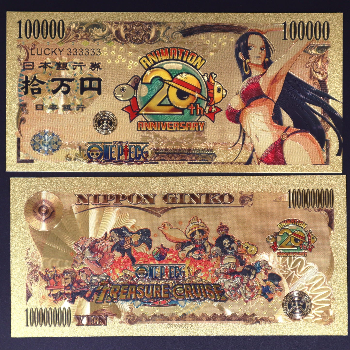 One Piece 20th Anniversary Collectible Golden Foil Banknote
