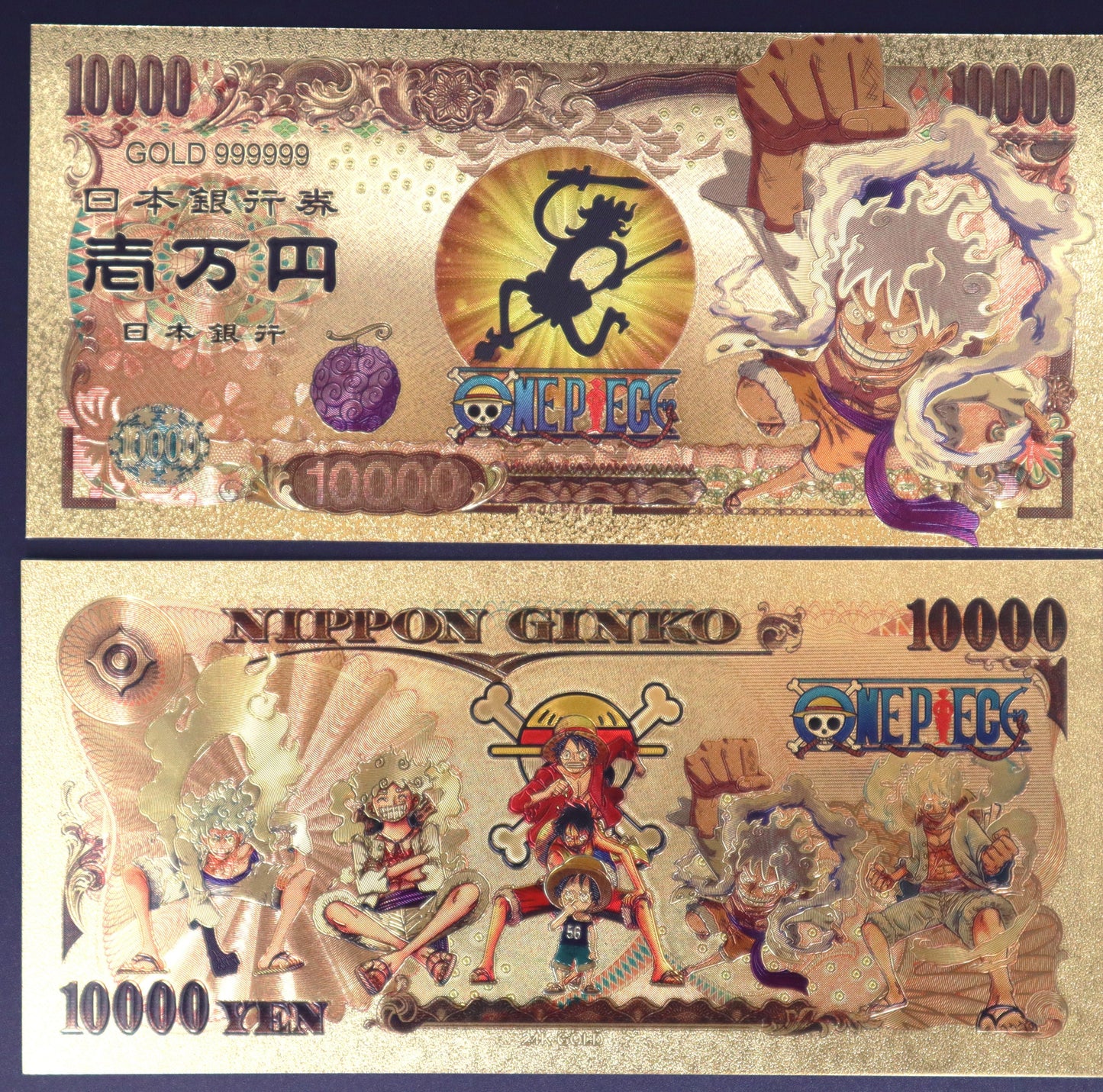 One Piece Luffy Gear 5 Collectible Golden Foil Banknote
