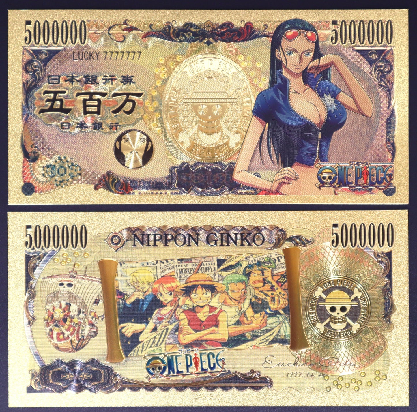 One Piece Straw Hat Crew Collectible Golden Foil Banknote