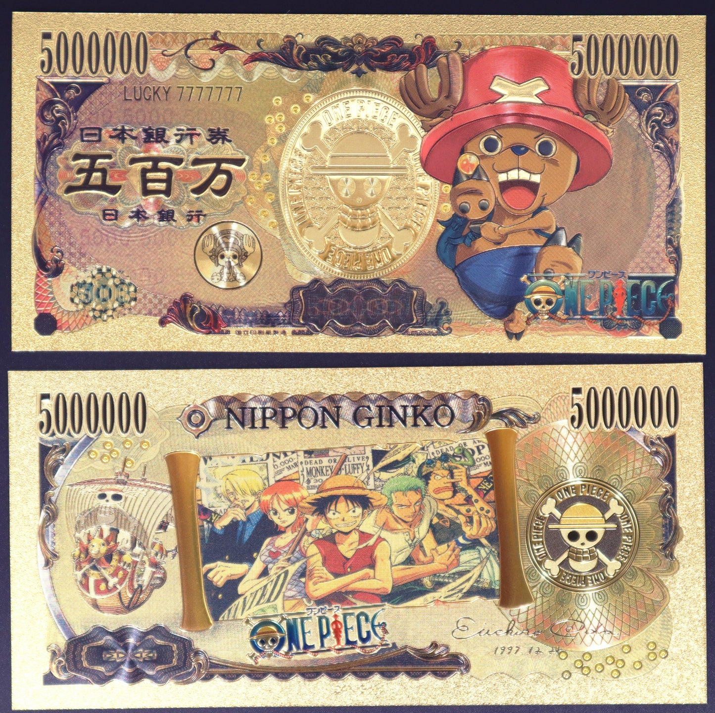One Piece Straw Hat Crew Collectible Golden Foil Banknote