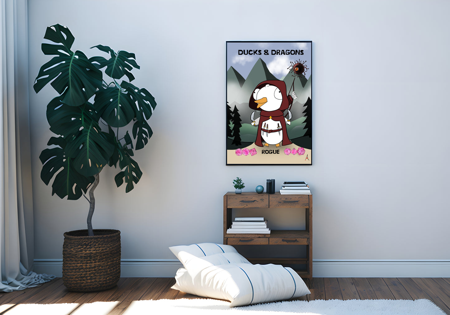 D&D Ducks And Dragons Rogue | Funny DnD Wall Art Print | Funny Home Decor Poster| Games Room Sign | Game lover | Rolled Poster