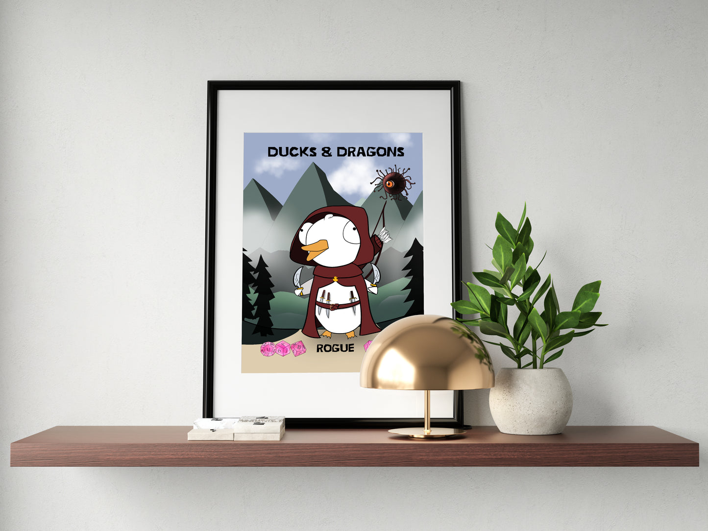 D&D Ducks And Dragons Rogue | Funny DnD Wall Art Print | Funny Home Decor Poster| Games Room Sign | Game lover | Rolled Poster