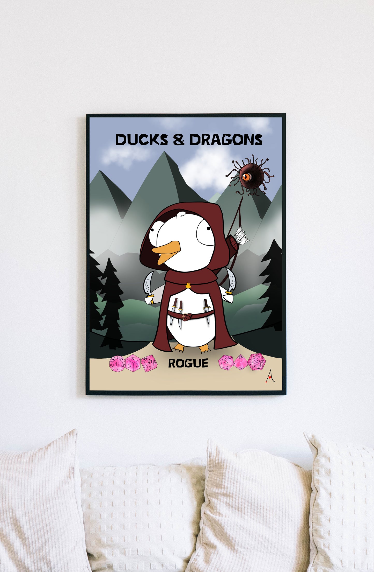 D&D Ducks And Dragons Rogue | Funny DnD Wall Art Print | Funny Home Decor Poster| Games Room Sign | Game lover | Rolled Poster