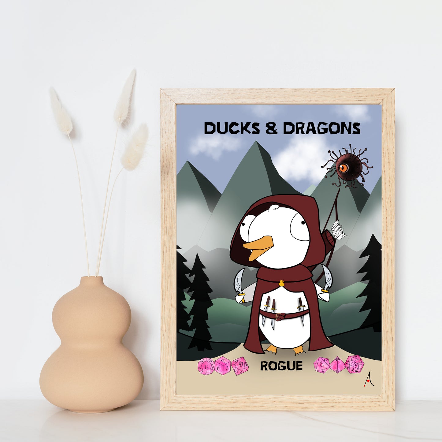 D&D Ducks And Dragons Rogue | Funny DnD Wall Art Print | Funny Home Decor Poster| Games Room Sign | Game lover | Rolled Poster