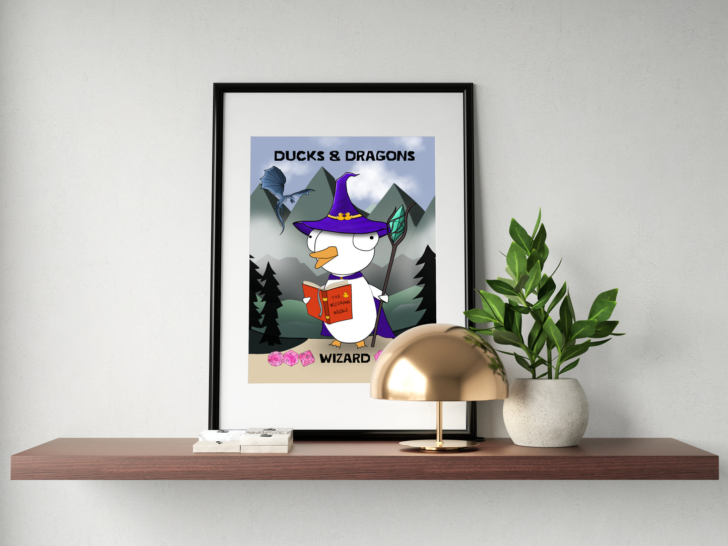 D&D Ducks And Dragons Wizard | Funny DnD Wall Art Print | Funny Home Decor Poster| Games Room Sign | Game lover | Rolled Poster