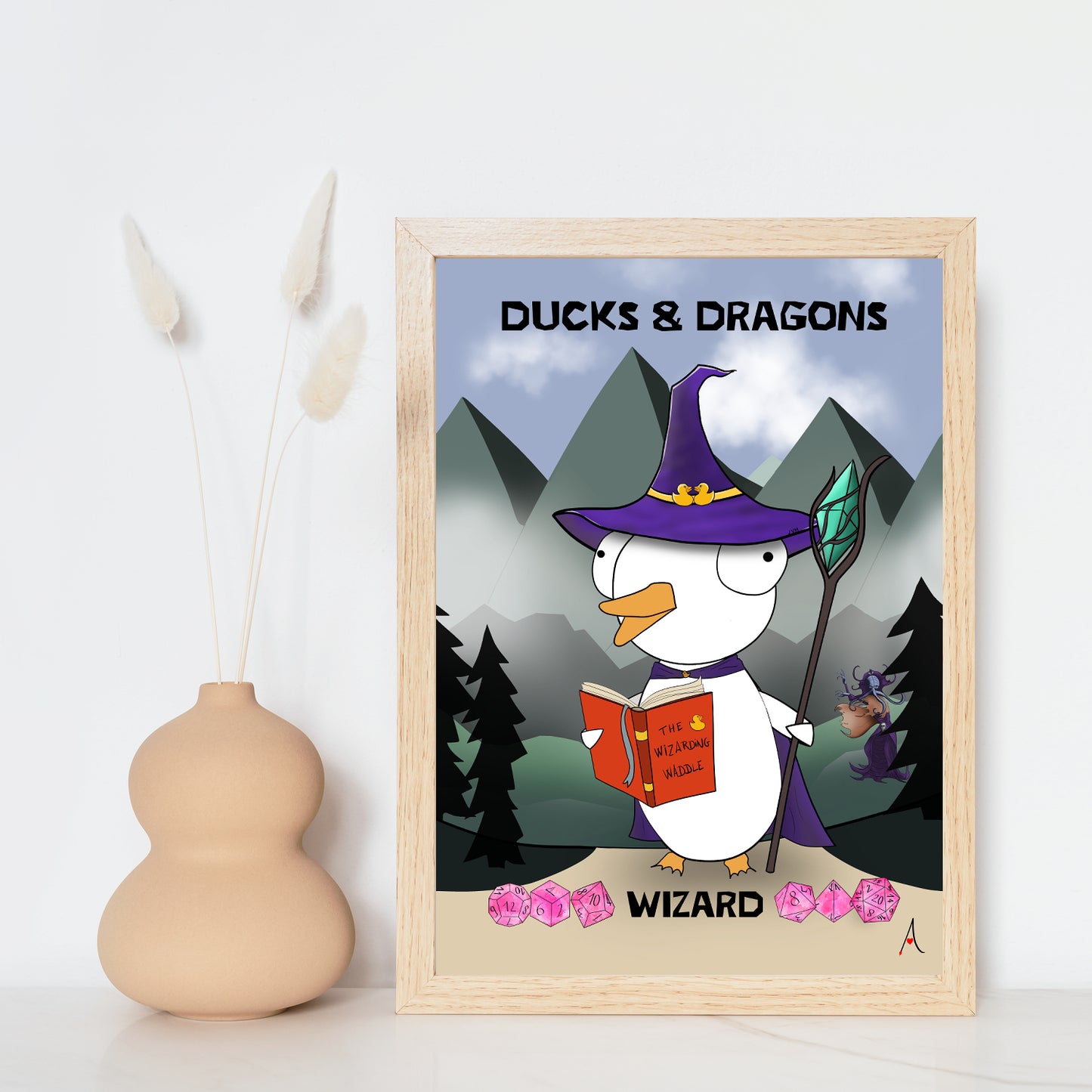 D&D Ducks And Dragons Wizard | Funny DnD Wall Art Print | Funny Home Decor Poster| Games Room Sign | Game lover | Rolled Poster