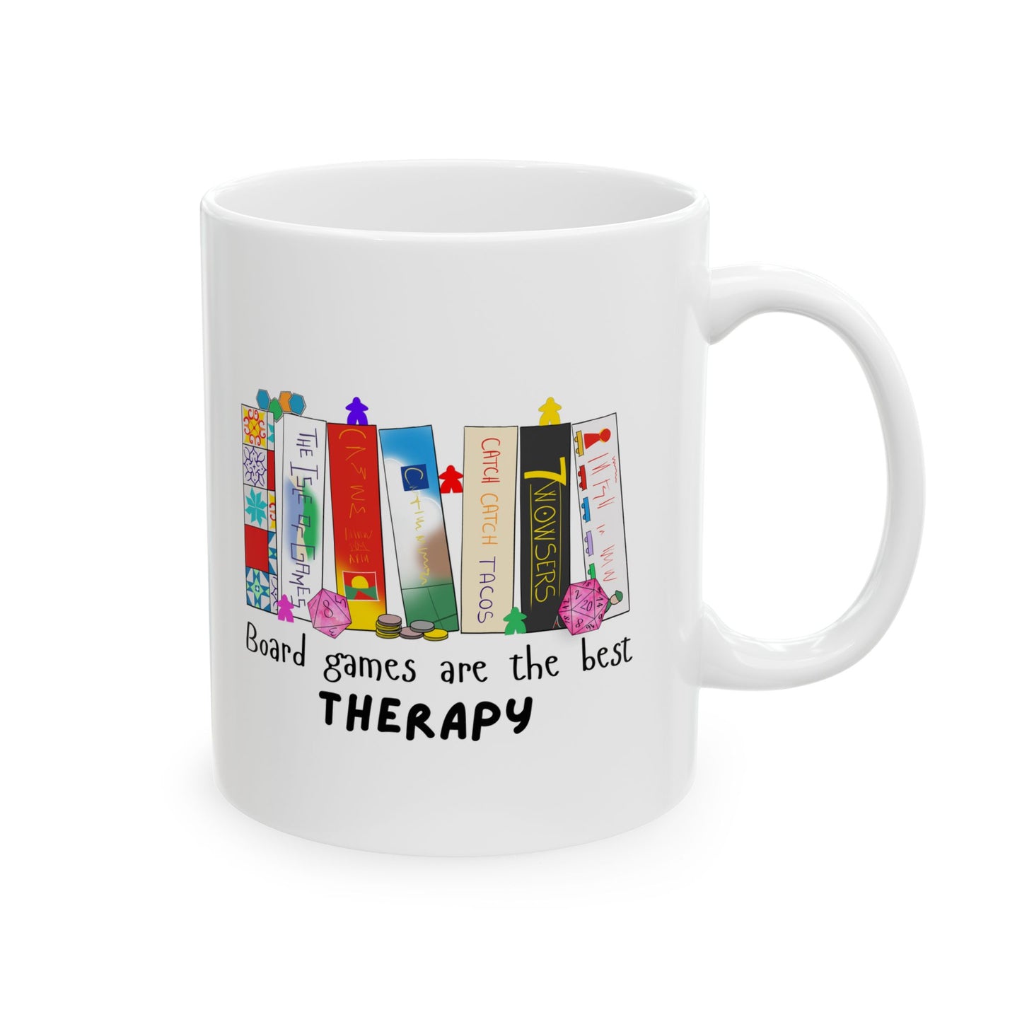 Board Games Therapy | Cute and Funny Ceramic Coffee Cup | Gaming Mug | 11oz/0.33 l
