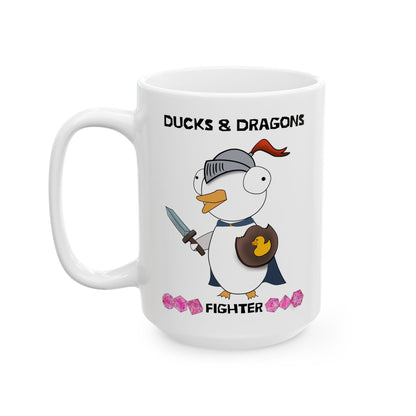 D&D Ducks And Dragons Fighter | Fighter Class Mug | Dungeons and Dragons Mug |  | Cute and Funny Ceramic Coffee Cup | 11oz/0.33 l
