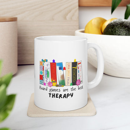 Board Games Therapy | Cute and Funny Ceramic Coffee Cup | Gaming Mug | 11oz/0.33 l