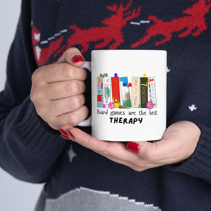 Board Games Therapy | Cute and Funny Ceramic Coffee Cup | Gaming Mug | 11oz/0.33 l