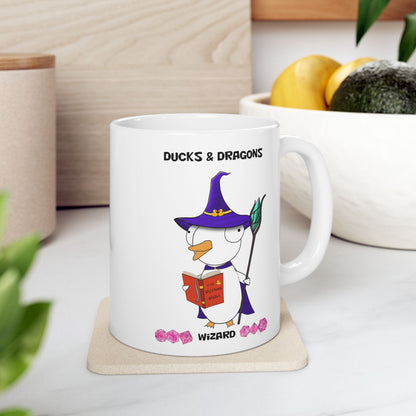 D&D Ducks And Dragons Wizard | Wizard Class Mug | Dungeons and Dragons Mug |  | Cute and Funny Ceramic Coffee Cup | 11oz/0.33 l