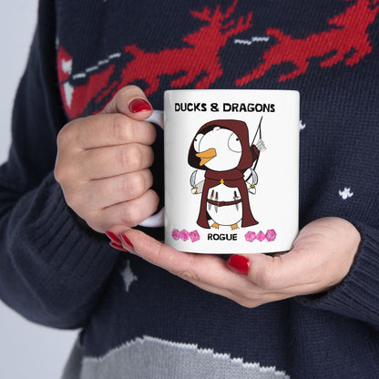 D&D Ducks And Dragons Rogue | Rogue Class Mug | Dungeons and Dragons Mug |  | Cute and Funny Ceramic Coffee Cup | 11oz/0.33 l