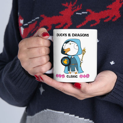 D&D Ducks And Dragons Cleric | Cleric Class Mug | Dungeons and Dragons Mug |  | Cute and Funny Ceramic Coffee Cup | 11oz/0.33 l