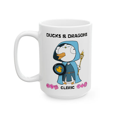 D&D Ducks And Dragons Cleric | Cleric Class Mug | Dungeons and Dragons Mug |  | Cute and Funny Ceramic Coffee Cup | 11oz/0.33 l