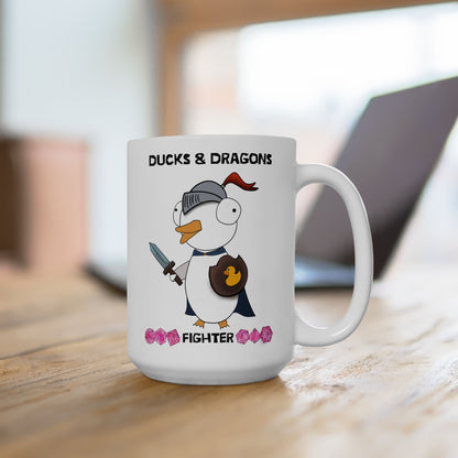 D&D Ducks And Dragons Fighter | Fighter Class Mug | Dungeons and Dragons Mug |  | Cute and Funny Ceramic Coffee Cup | 11oz/0.33 l