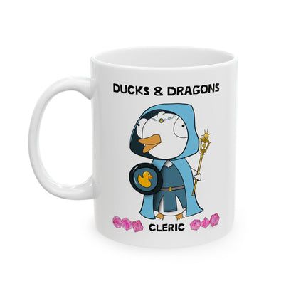 D&D Ducks And Dragons Cleric | Cleric Class Mug | Dungeons and Dragons Mug |  | Cute and Funny Ceramic Coffee Cup | 11oz/0.33 l