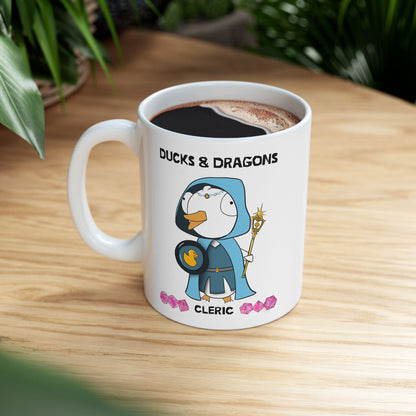 D&D Ducks And Dragons Cleric | Cleric Class Mug | Dungeons and Dragons Mug |  | Cute and Funny Ceramic Coffee Cup | 11oz/0.33 l