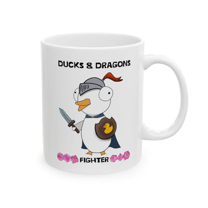 D&D Ducks And Dragons Fighter | Fighter Class Mug | Dungeons and Dragons Mug |  | Cute and Funny Ceramic Coffee Cup | 11oz/0.33 l