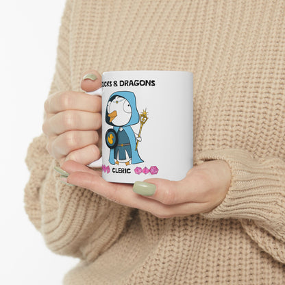 D&D Ducks And Dragons Cleric | Cleric Class Mug | Dungeons and Dragons Mug |  | Cute and Funny Ceramic Coffee Cup | 11oz/0.33 l