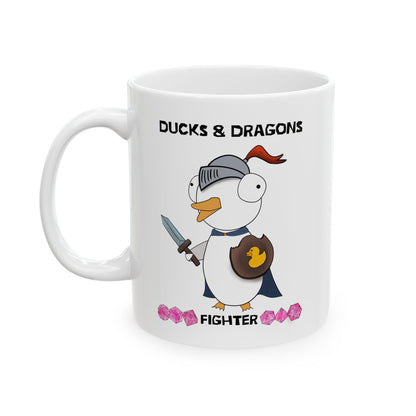 D&D Ducks And Dragons Fighter | Fighter Class Mug | Dungeons and Dragons Mug |  | Cute and Funny Ceramic Coffee Cup | 11oz/0.33 l