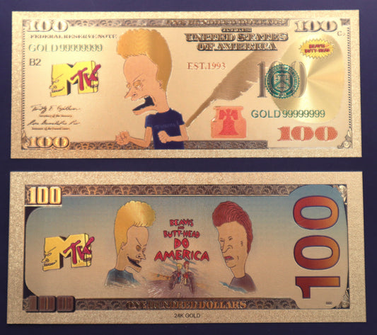 Beavis and Butt-Head Collectible Golden Foil Banknotes