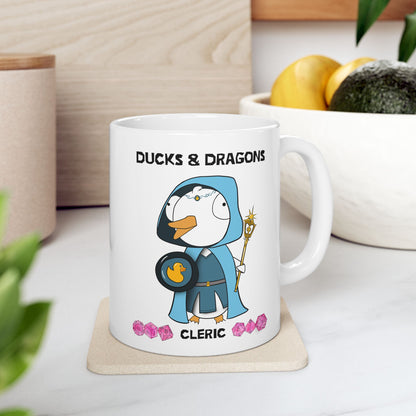 D&D Ducks And Dragons Cleric | Cleric Class Mug | Dungeons and Dragons Mug |  | Cute and Funny Ceramic Coffee Cup | 11oz/0.33 l