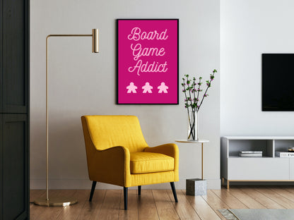 Board Games Addict | Funny Gaming Wall Art Print | Funny Home Decor Poster| Blue Games Room Sign | Game lover | Rolled Poster