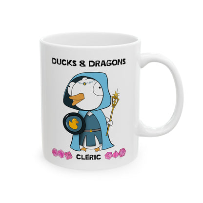 D&D Ducks And Dragons Cleric | Cleric Class Mug | Dungeons and Dragons Mug |  | Cute and Funny Ceramic Coffee Cup | 11oz/0.33 l